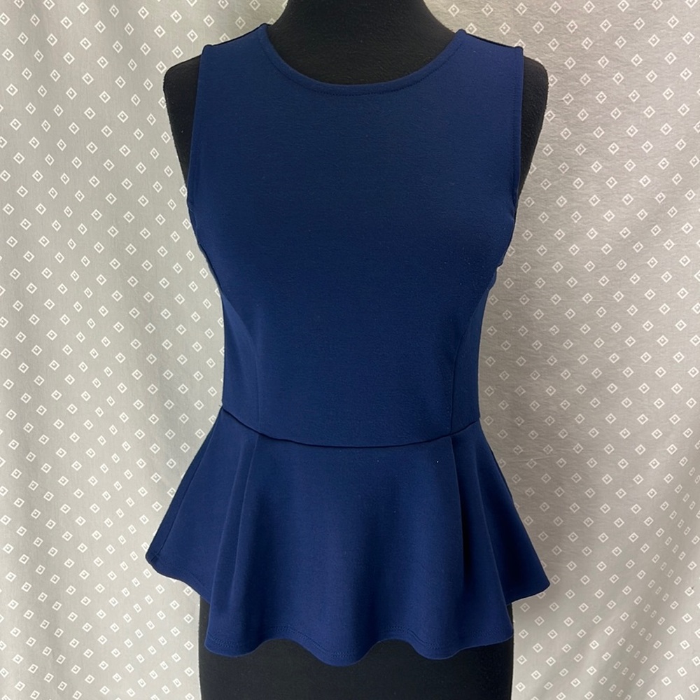 Forever 21 Navy Blue Peplum Top